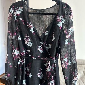 Floral ruffle wrap dress